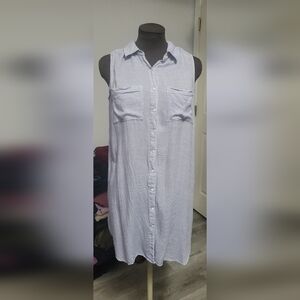 Reitmans Medium Blue And White Striped Tunic/dress Made Of 100% Viscosr